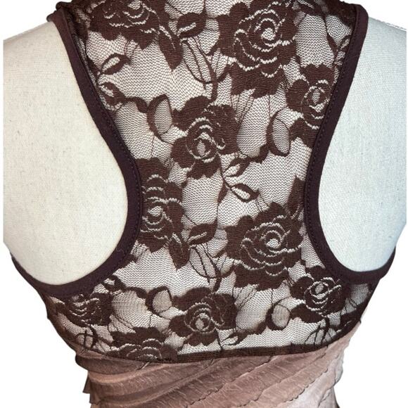 Y2k brown ruffle lace fairycore tank top casual neutral boho whimsigoth - Picture 6 of 6